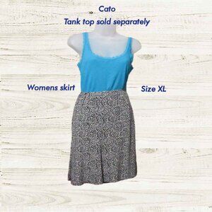 Cato women size XL skirt  black with white prints fit n flare